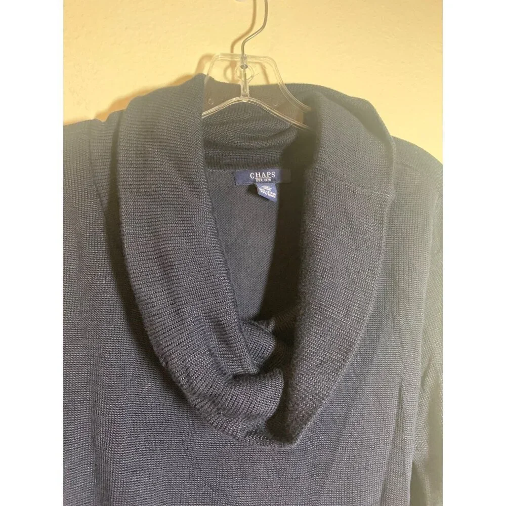 Chaps Cowl Neck Knit Sweater Women's Size XL Blue Business Casual Winter Cozy